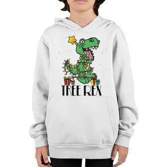Christmas Dinosaur Tree Rex Lights Men Boys Kids Xmas Gifts V2 Youth Hoodie - Thegiftio UK