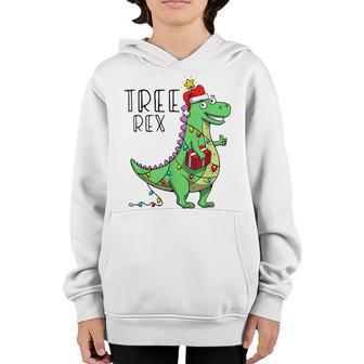 Christmas Dinosaur Tree Rex Lights Men Boys Kids Xmas Gifts V3 Youth Hoodie - Thegiftio UK