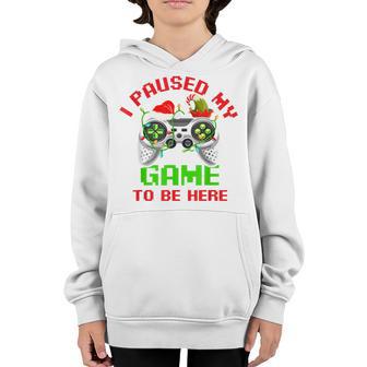 Christmas Gamer I Paused My Game To Be Here Gifts For Boys V3 Youth Hoodie - Thegiftio UK