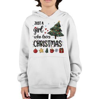 Christmas Ornaments Tree Just A Girl Who Loves Christmas Youth Hoodie - Thegiftio UK