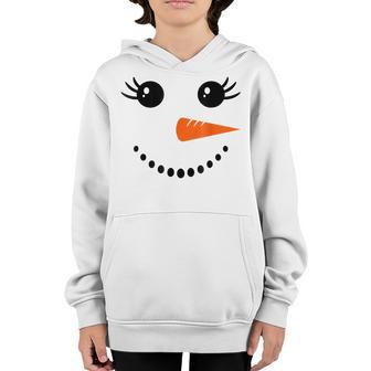 Christmas Snowman Face For Girls Winter Pajama Holiday Youth Hoodie - Thegiftio UK
