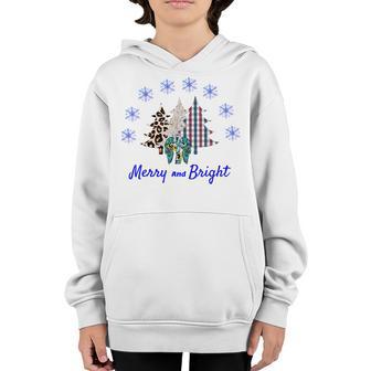 Christmas T Women Men Kids Merry & Bright Casual Xmas Youth Hoodie - Thegiftio UK