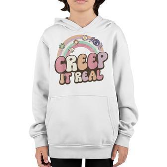 Creep It Real Retro Groovy Halloween Costume Women Girls Youth Hoodie - Thegiftio UK