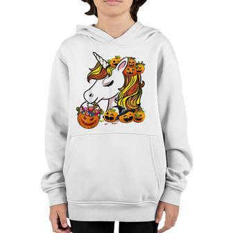 Cute Candy Corn Unicorn Halloween Pumpkin Men Women Kids V2 Youth Hoodie - Thegiftio UK