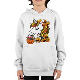 Cute Candy Corn Unicorn Halloween Pumpkin Men Women Kids Youth Hoodie - Thegiftio UK
