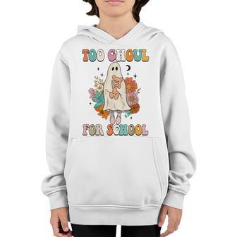 Cute Halloween Teacher School Ghouls Groovy Trick Or Teach V2 Youth Hoodie - Thegiftio UK