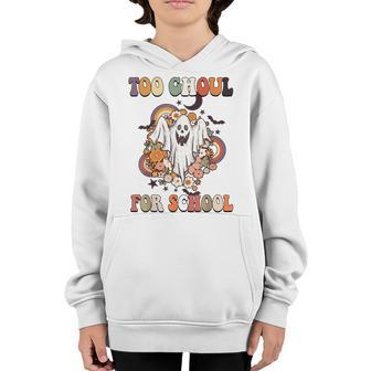 Cute Halloween Teacher School Ghouls Groovy Trick Or Teach Youth Hoodie - Thegiftio UK