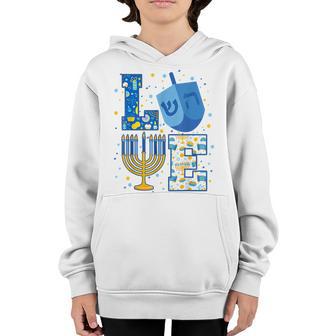 Cute Hanukkah Decoration Love Chanukah Gift Kids Girl Women Youth Hoodie - Thegiftio UK