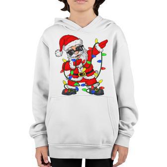Dabbing Santa Claus Christmas Tree Lights Boys Kids Dab Xmas V2 Youth Hoodie - Thegiftio UK