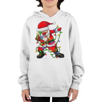 Dabbing Santa For Boys Girls Christmas Tree Lights V12 Youth Hoodie - Thegiftio UK