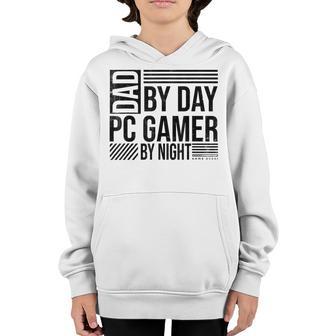 Dad By Day Pc Gamer By Night Funny Fathers Day Gaming Daddy Youth Hoodie - Thegiftio UK