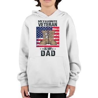 Dad Fathers Day My Favorite Veteran Is My Father Proud Kids Youth Hoodie - Thegiftio UK