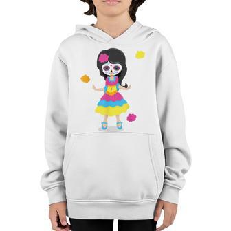 Dia De Los Muertos Sugar Skull For Girls Youth Hoodie - Thegiftio UK