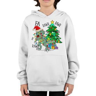 Dinosaur Christmas Fa Ra Rawr Tree Rex Boys Xmas Youth Hoodie - Thegiftio UK