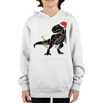 Dinosaur Christmas Pajamas Family T Rex Xmas Lights Boy Kids V3 Youth Hoodie - Thegiftio UK