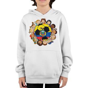 Ecuador Soccer Ball Kids Toddler Girl Around Ecuadorian Flag Youth Hoodie - Thegiftio UK