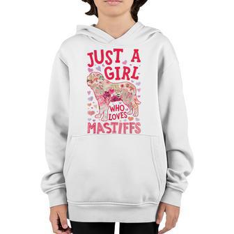 English Mastiff Just A Girl Who Loves Mastiffs Dog Flower Youth Hoodie - Thegiftio UK