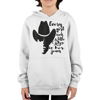 Every Girl Needs A Little Rip In Her Jeans V26 Youth Hoodie - Thegiftio UK