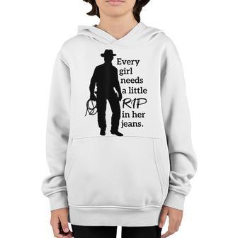 Every Girl Needs A Little Rip In Her Jeans V28 Youth Hoodie - Thegiftio UK