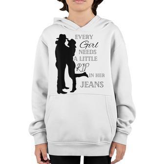Every Girl Needs A Little Rip In Her Jeans V29 Youth Hoodie - Thegiftio UK