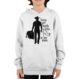 Every Girl Needs A Little Rip In Her Jeans V32 Youth Hoodie - Thegiftio UK