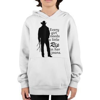 Every Girl Needs A Little Rip In Her Jeans V47 Youth Hoodie - Thegiftio UK