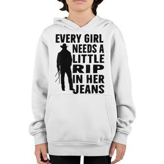 Every Girl Needs A Little Rip In Her Jeans V56 Youth Hoodie - Thegiftio UK