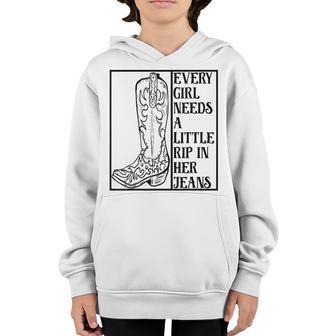 Every Girl Needs A Little Rip In Her Jeans V68 Youth Hoodie - Thegiftio UK