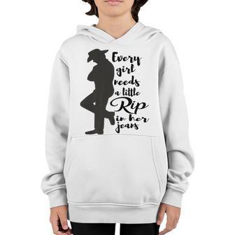 Every Girl Needs A Little Rip In Her Jeans V80 Youth Hoodie - Thegiftio UK