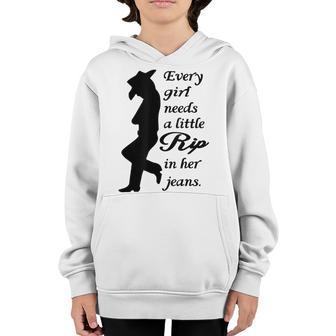Every Girl Needs A Little Rip In Her Jeans V87 Youth Hoodie - Thegiftio UK