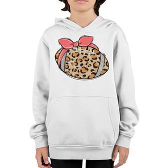 Football Mom Life Leopard Women Football Girl Youth Hoodie - Thegiftio UK