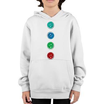 Four Groovy Buttons Blue Cat Funny Halloween Custom Kid Youth Hoodie - Thegiftio UK