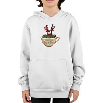 Funny Christmas Deer Merry And Bright Youth Hoodie - Thegiftio UK