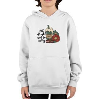 Funny Christmas Eat Drink And Be Merry Youth Hoodie - Thegiftio UK