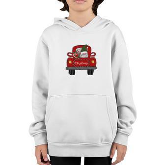 Funny Christmas Gnomes Red Truck Youth Hoodie - Thegiftio UK