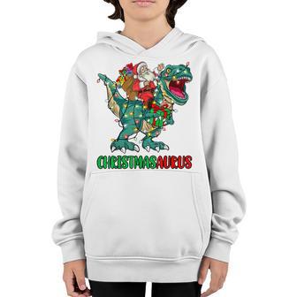 Funny Christmas Santa Riding Dinosaur T Rex Xmas Boys Kids Youth Hoodie - Thegiftio UK