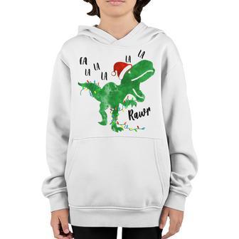Funny Dinosaur Lights Fa Ra Ra Rawr Christmas T-Rex Boys Youth Hoodie - Thegiftio UK