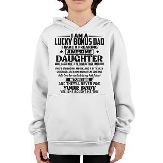 Funny Fathers Day Bonus Dad Gift From Daughter Son Wife Kids Youth Hoodie - Thegiftio UK