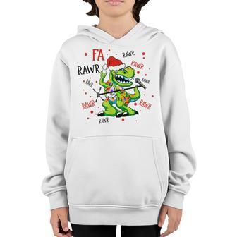 Funny T-Rex Kids Christmas Dinosaur Sings Merry Christmas Youth Hoodie - Thegiftio UK
