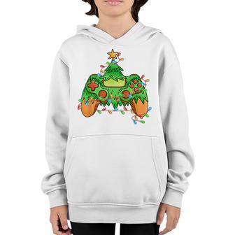 Gamer Funny Video Game Controller Santa Hat Christmas Gaming Youth Hoodie - Thegiftio UK