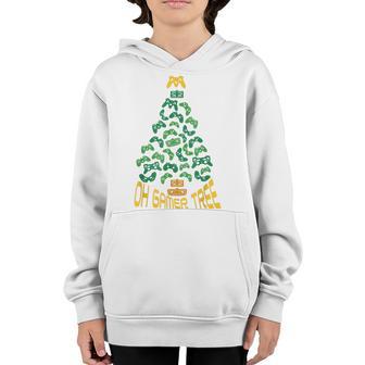 Gamer Nerd Video Game Lover Family Matching Christmas Tree Youth Hoodie - Thegiftio UK