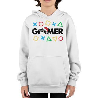 Gamer Santa Hat Boys Funny Matching Group Family Christmas Youth Hoodie - Thegiftio UK