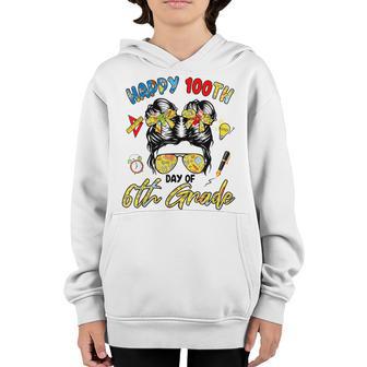 Girl Messy Bun Hair 6Th Grade 100Th Day Of School Kids Youth Hoodie - Thegiftio UK