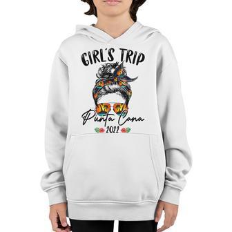 Girls Trip Punta Cana 2022 Bun Hair Vacation Friend Girls Youth Hoodie - Thegiftio UK