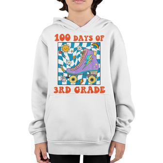 Groovy Rollin Happy 100 Days Of 3Rd Grade Back To School Youth Hoodie - Thegiftio UK