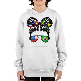 Half American Half Brazilian Girl Usa Brazil Flag Patriot V2 Youth Hoodie - Thegiftio UK