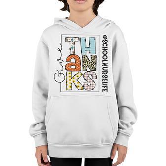 Happy Hallothanksmas Schoolnurse Life Thanksgiving Youth Hoodie - Thegiftio UK