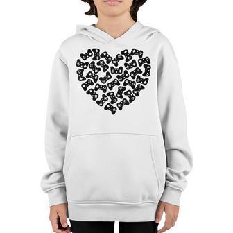 Heart Controller Valentines Day Video Game Gamer Boys Youth Hoodie - Thegiftio UK