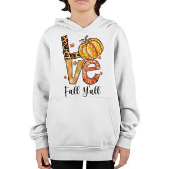 Hello Fall Pumpkin Love Fall Yall Leopard Plaid Women Girls Youth Hoodie - Thegiftio UK