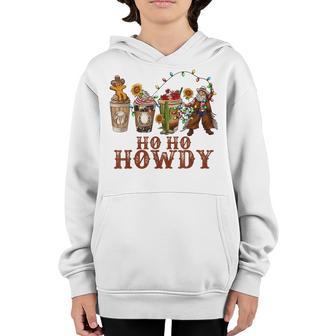 Ho Ho Howdy Cowboy Santa Coffee Western Xmas Holiday Youth Hoodie - Thegiftio UK